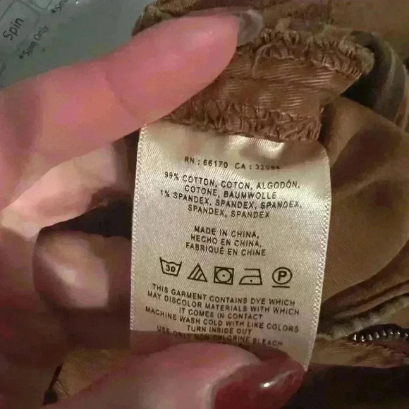 Chino by Anthropologie relaxed velvet striped pants tan size 25 - Picture 9 of 11